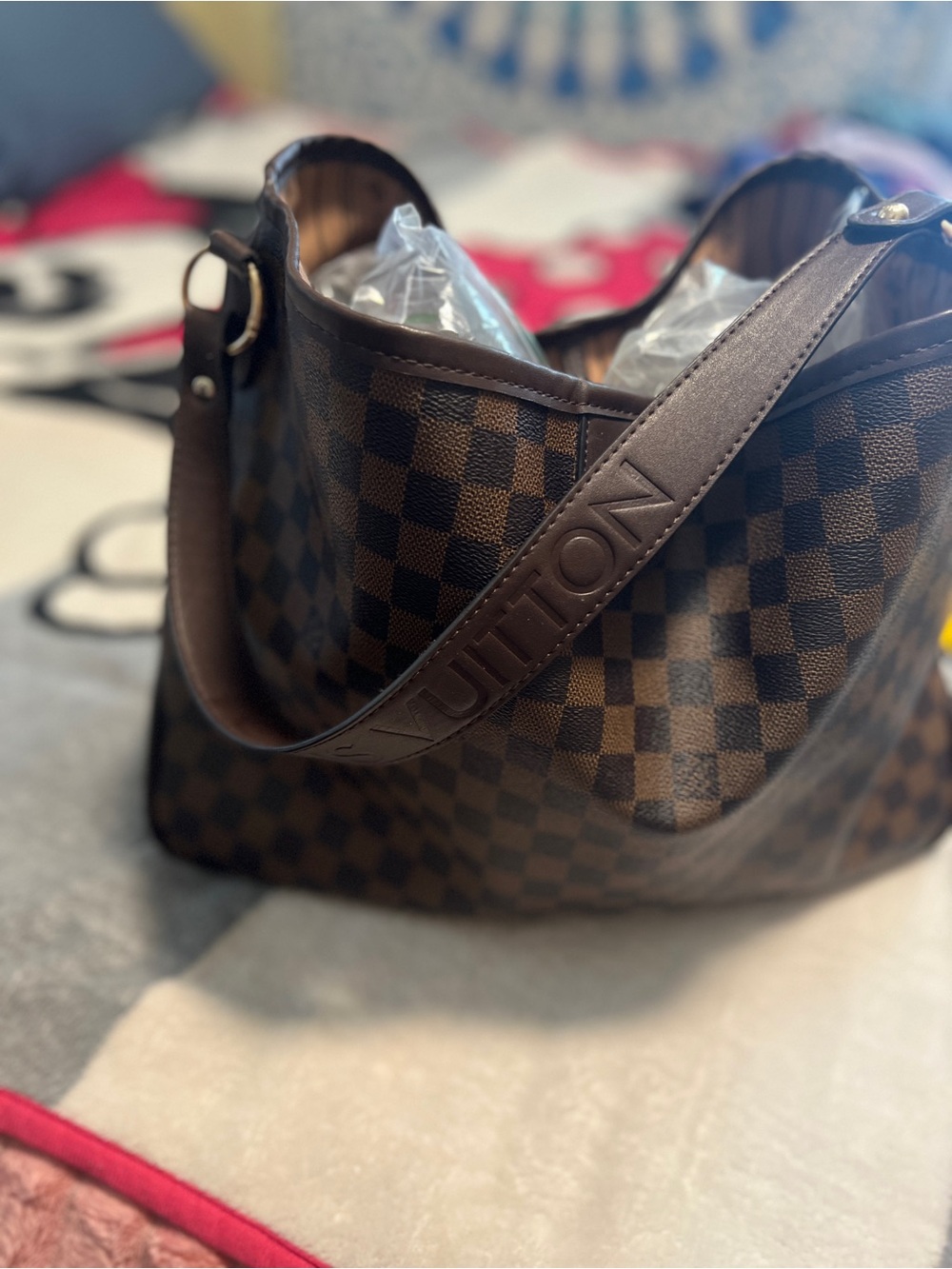 Brown Damier Shoulder Bag - Picture 2 of 9